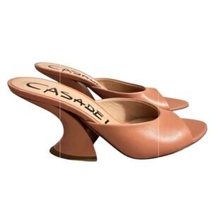 Casadei Blade Minorca Sculptural Heel Mule Nude Peach Size 38.5 EU 8.5 US